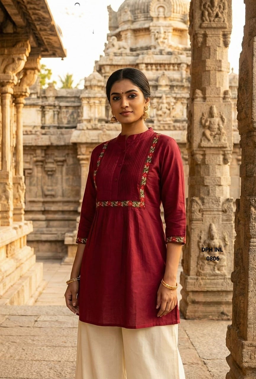 Heavy Embroidery Multi Color in  Short Tops